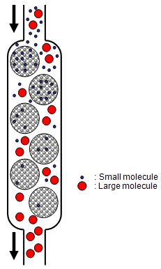 Schematic representation of separation by HPSEC