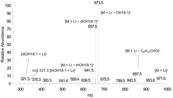 Ion trap MS2 of triacylglycerols 