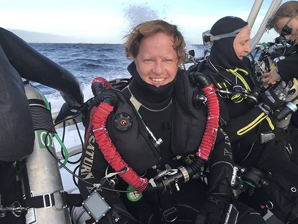 Chris Dayton, on a dive about six miles off the Atlantic coast, near his home in Palm Beach County, Florida, USA.