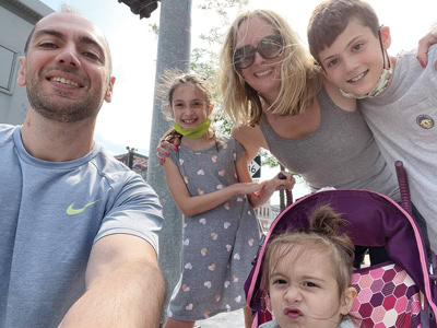 The Nahas family on vacation (clockwise from left): Roger; daughter Diem, 10; wife Julia; son Julian, 12; daughter Vivia, 4.