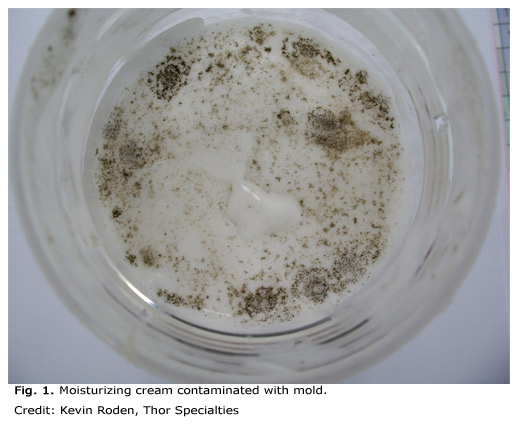 Moisturizing cream contaminated with mold.